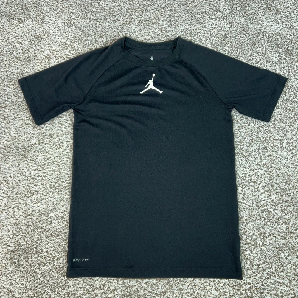 Jordan Shirt Men Large Black Activewear Jumpman Training Dri-FIT T Basketball